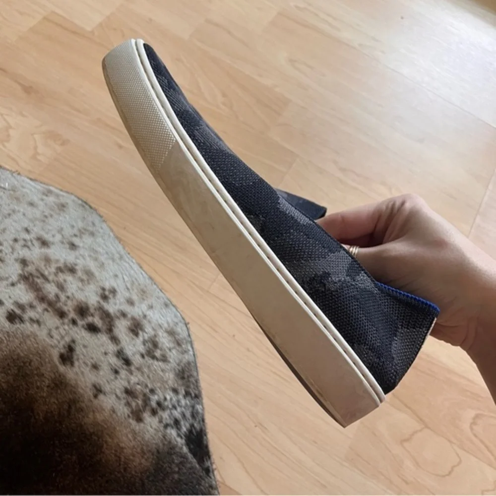 ROTHY’S Slip On Camo‎ Print Sneakers Black Grey Size 6.5
